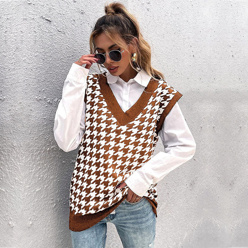 Damen Pullover-Pärchen im zeitlosen Hahnentrittmuster WW