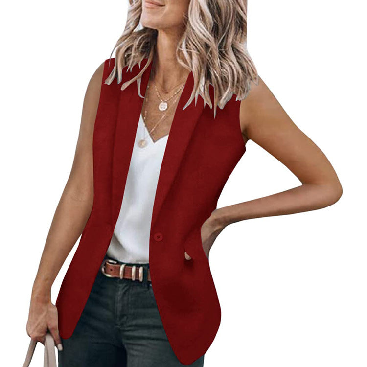 Damen Ärmelloser Blazer im modernen Schnitt mit tiefen Taschen WW