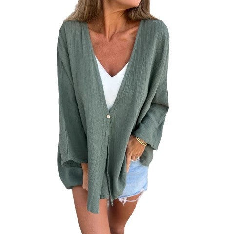 Damen Lässige Strickjacke mit weitem Schnitt und eleganten Knopfdetails WW