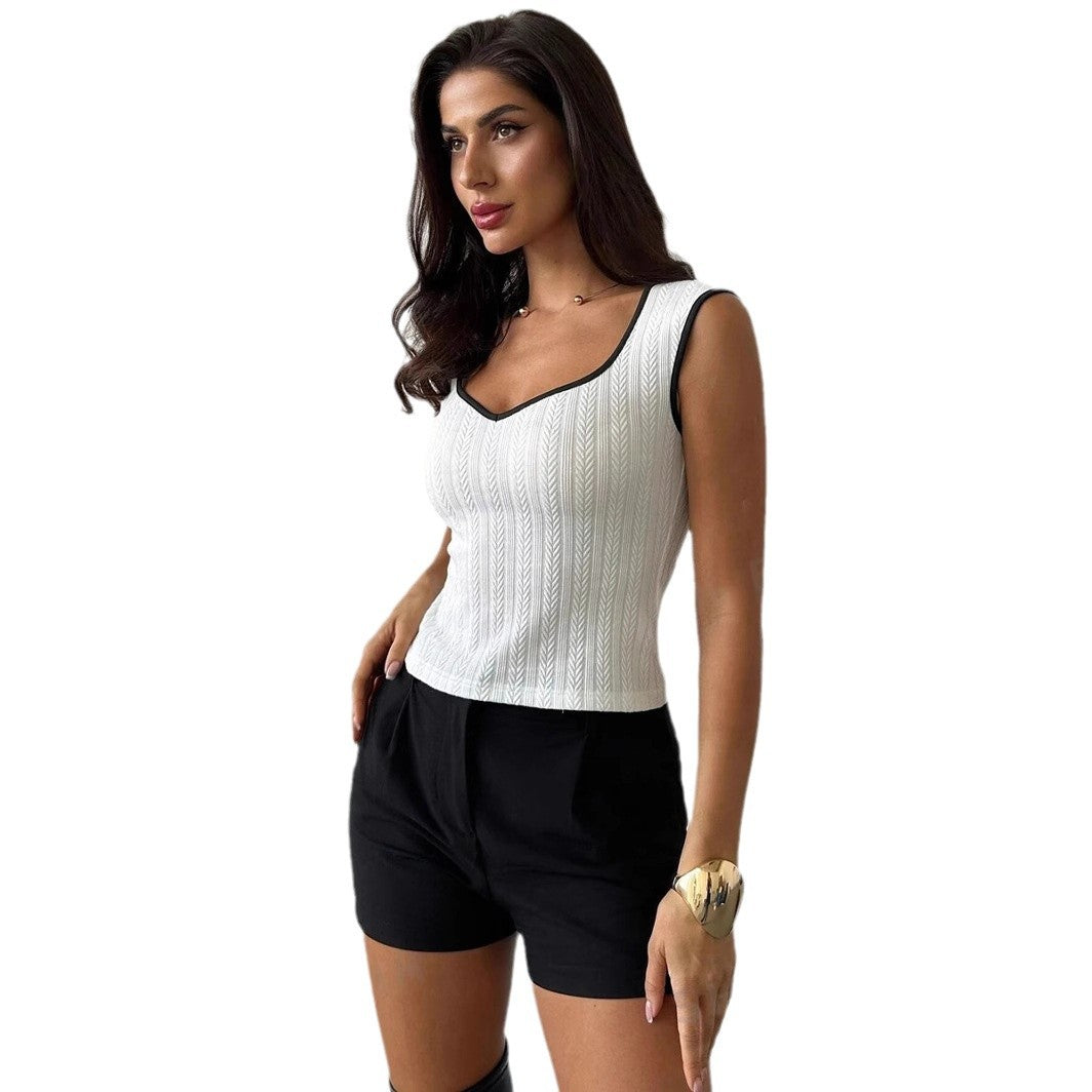 Damen figurbetontes Strickoberteil mit V-Ausschnitt und strukturiertem Muster WW