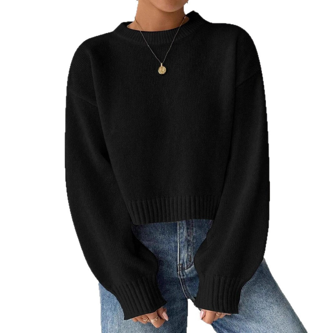 Damen modischer Oversized-Pullover mit lässigem Schnitt und breiten Ärmeln WW