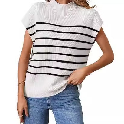 Damen lässiges gestreiftes Strickoberteil im modernen Schnitt WW