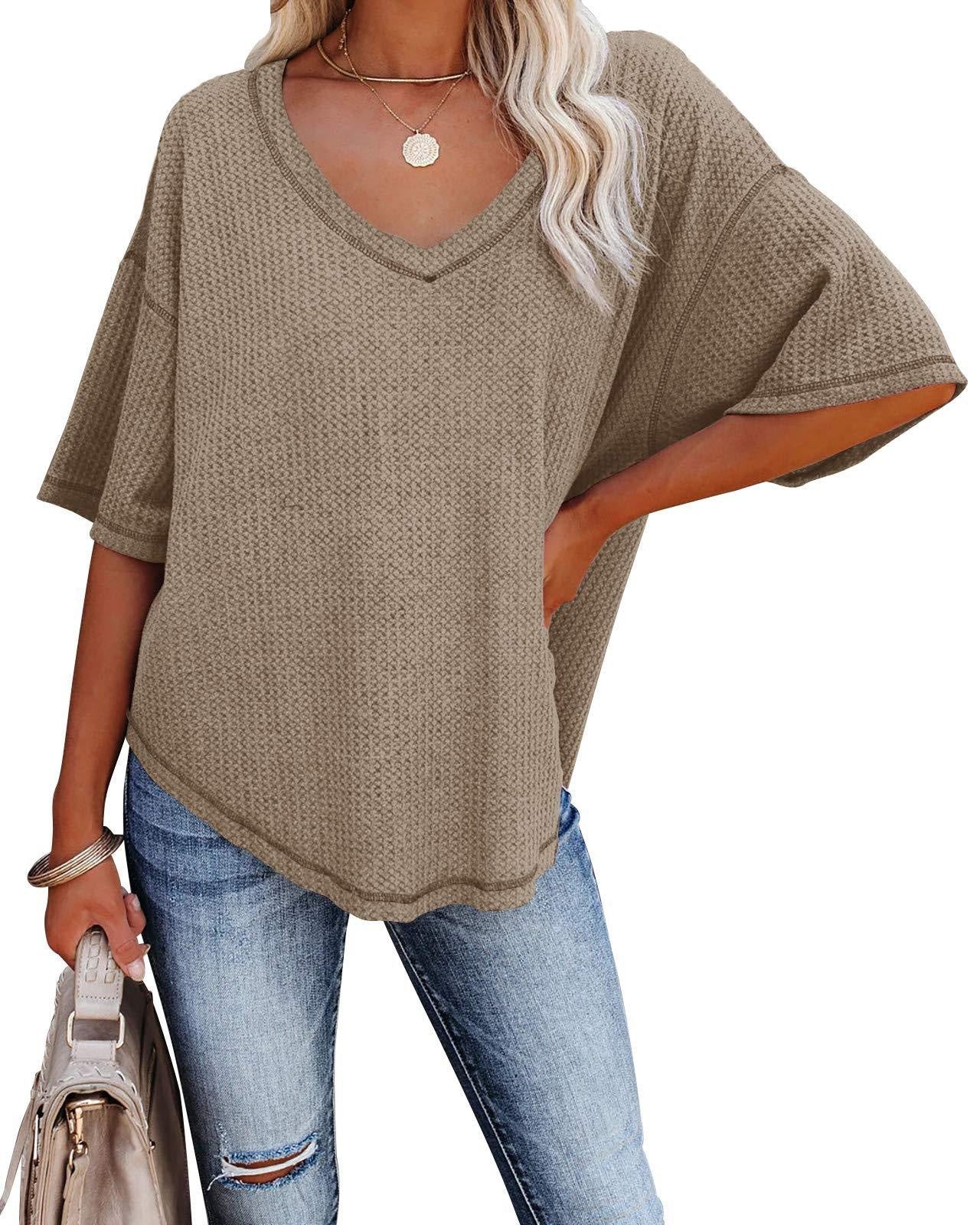 Damen lässiges Oversized-Oberteil mit strukturiertem Webmuster WW