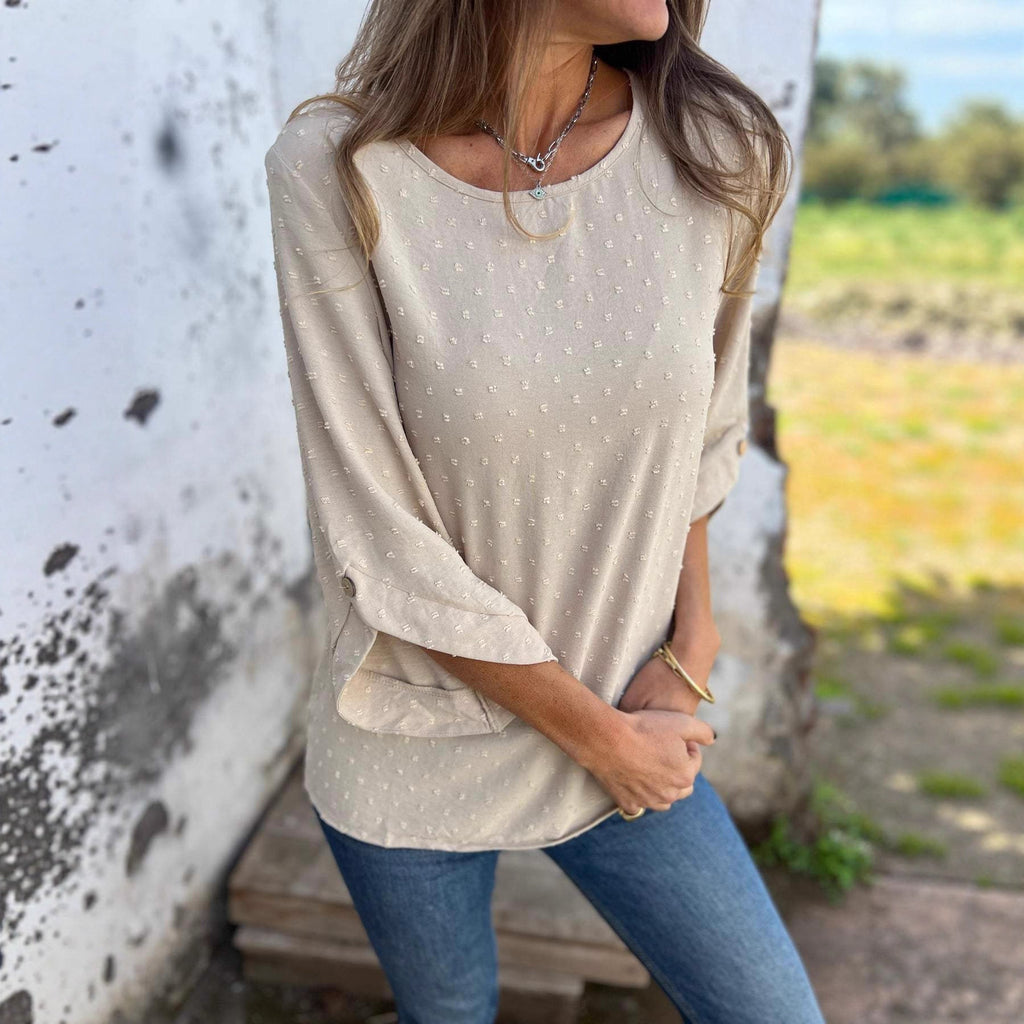 Damen lässige Bluse mit strukturiertem Stoff WW