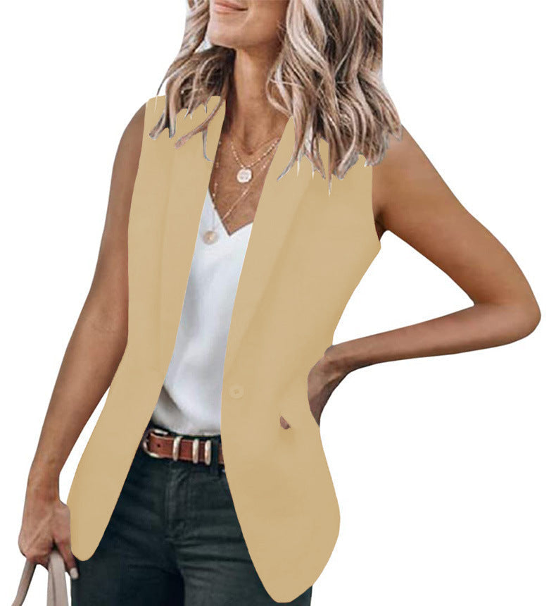 Damen ärmelloser Blazer mit modernem Schnitt und eleganten Falten WW