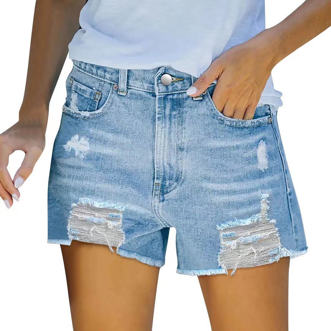 Damen Jeans-Shorts mit modischen Distressed-Details WW