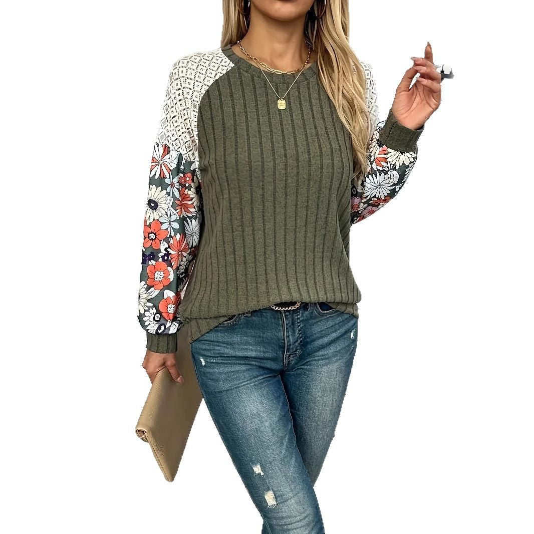 Damen Künstlerischer Blumensleeve Pullover WW