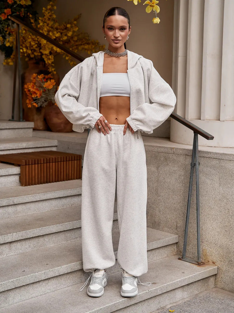 Damen sportliches Oversized Hoodie- und Jogginghosen-Set WW