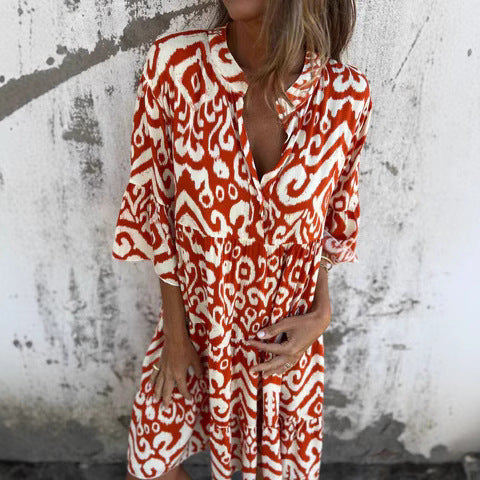 Damen lässiges Kleid mit einzigartigem Muster und bequemen Schnitt WW