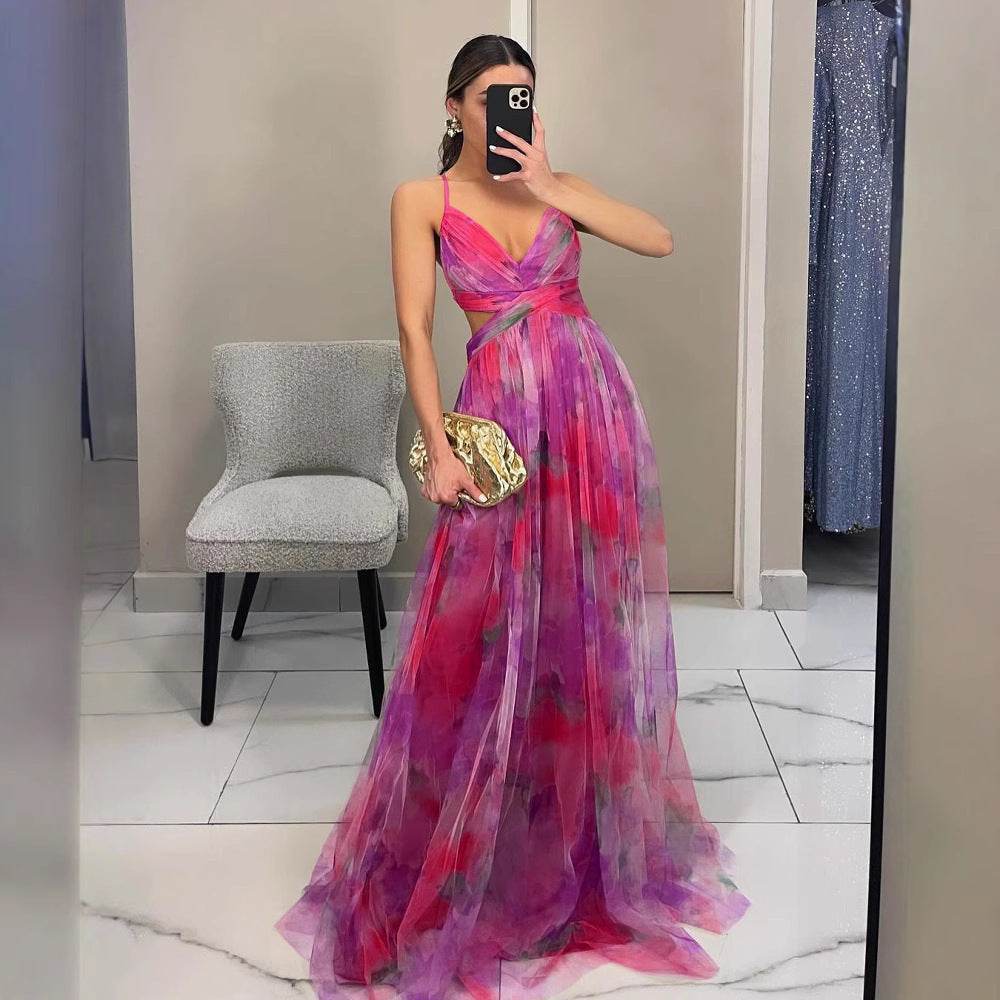 Damen Abendkleid mit fließendem Chiffon und eleganter Wickeloptik WW