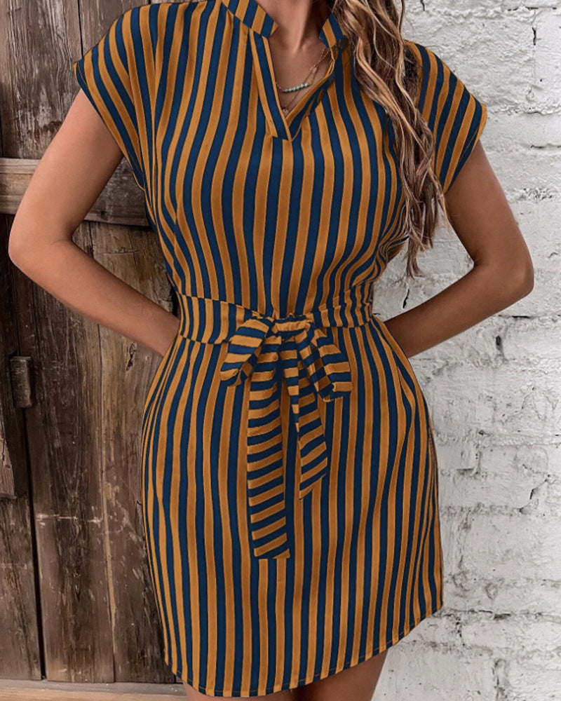 Damen Freizeit gestreiftes Hemdkleid WW