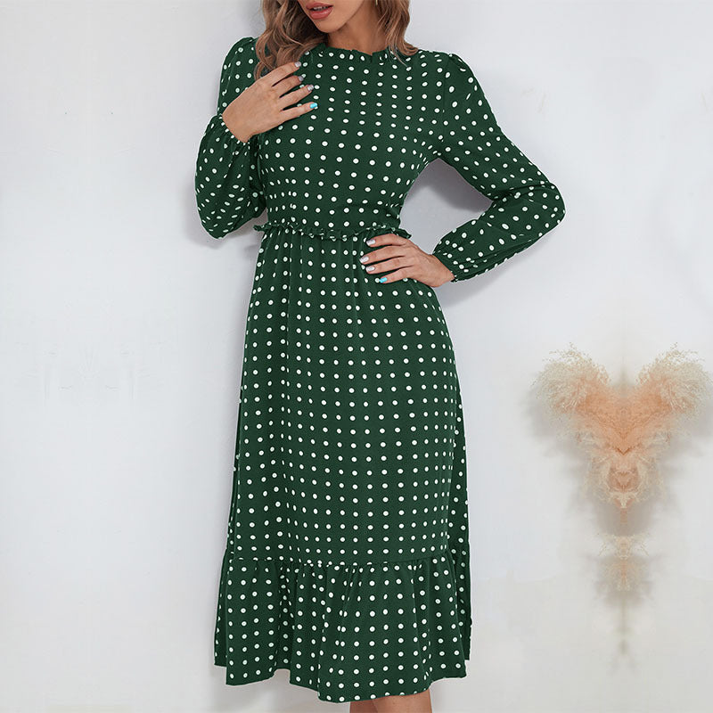 Damen Midi-Kleid mit elegantem Puffärmel und verspieltem Rüschensaum WW