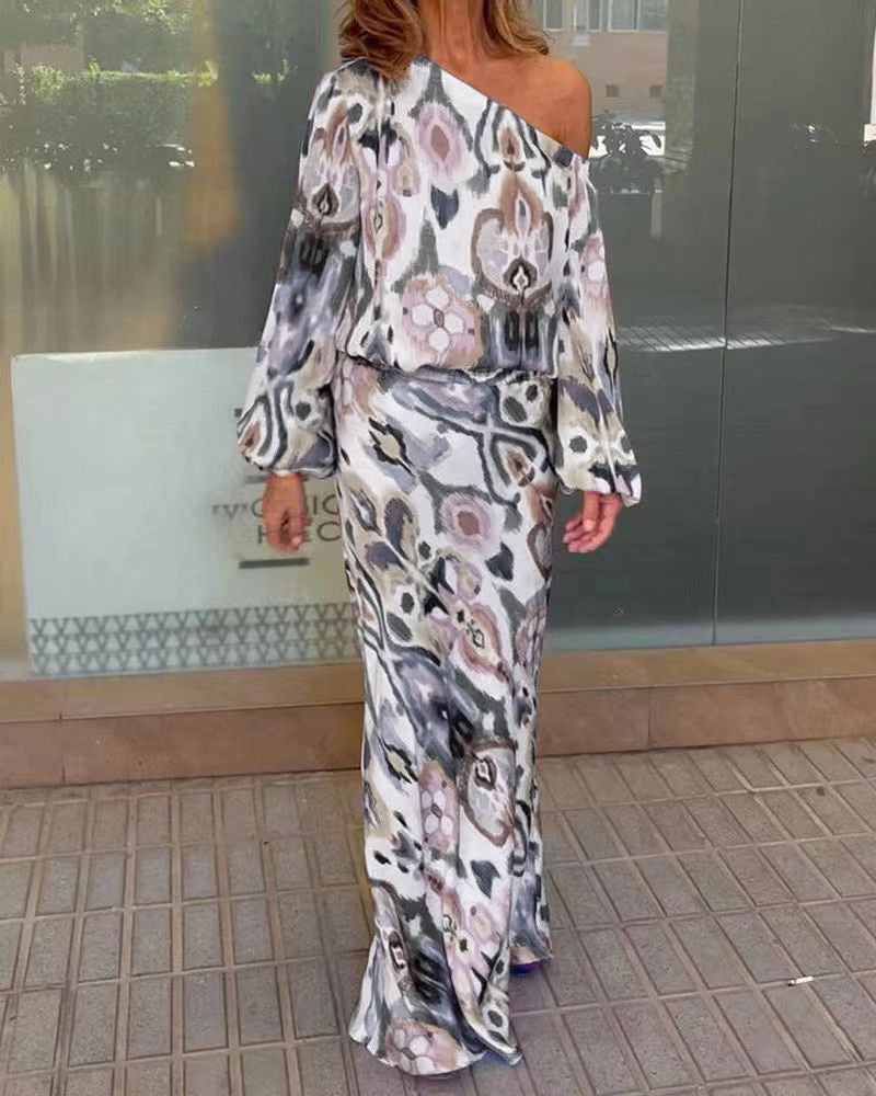 Damen Maxi-Kleid mit asymmetrischem Schnitt und eleganten Ärmel WW