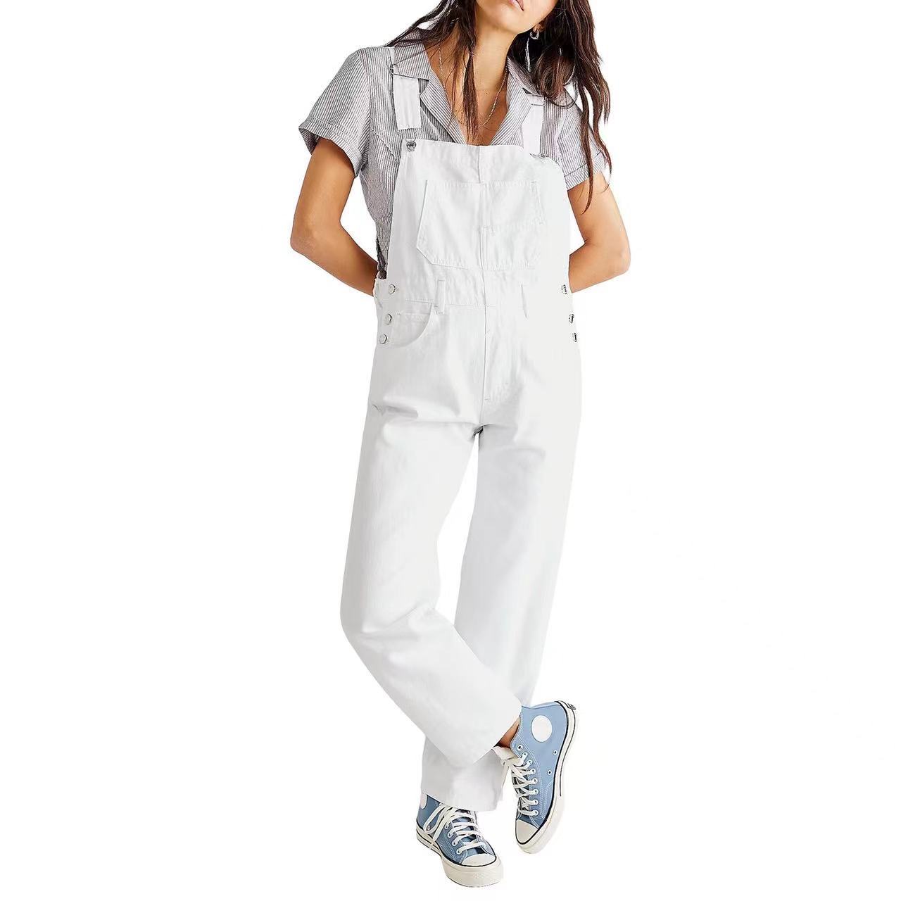 Damen Lässige Latzhose aus hochwertigem Baumwollgemisch WW