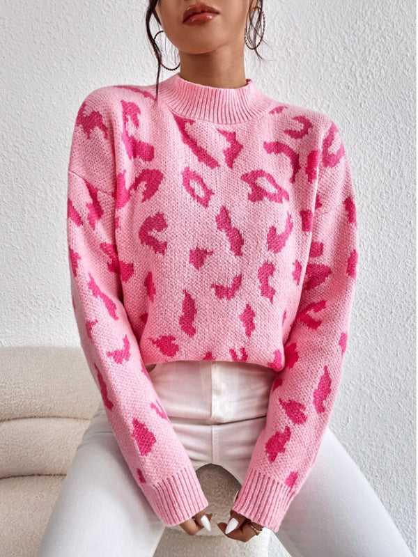Damen modischer Pullover mit auffälligem Tiermuster und bequemer Passform WW