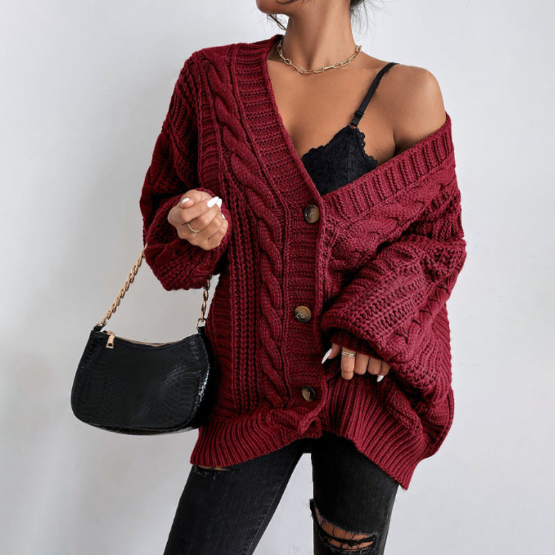 Damen Strickjacke mit oversized Passform und Zopfmuster WW