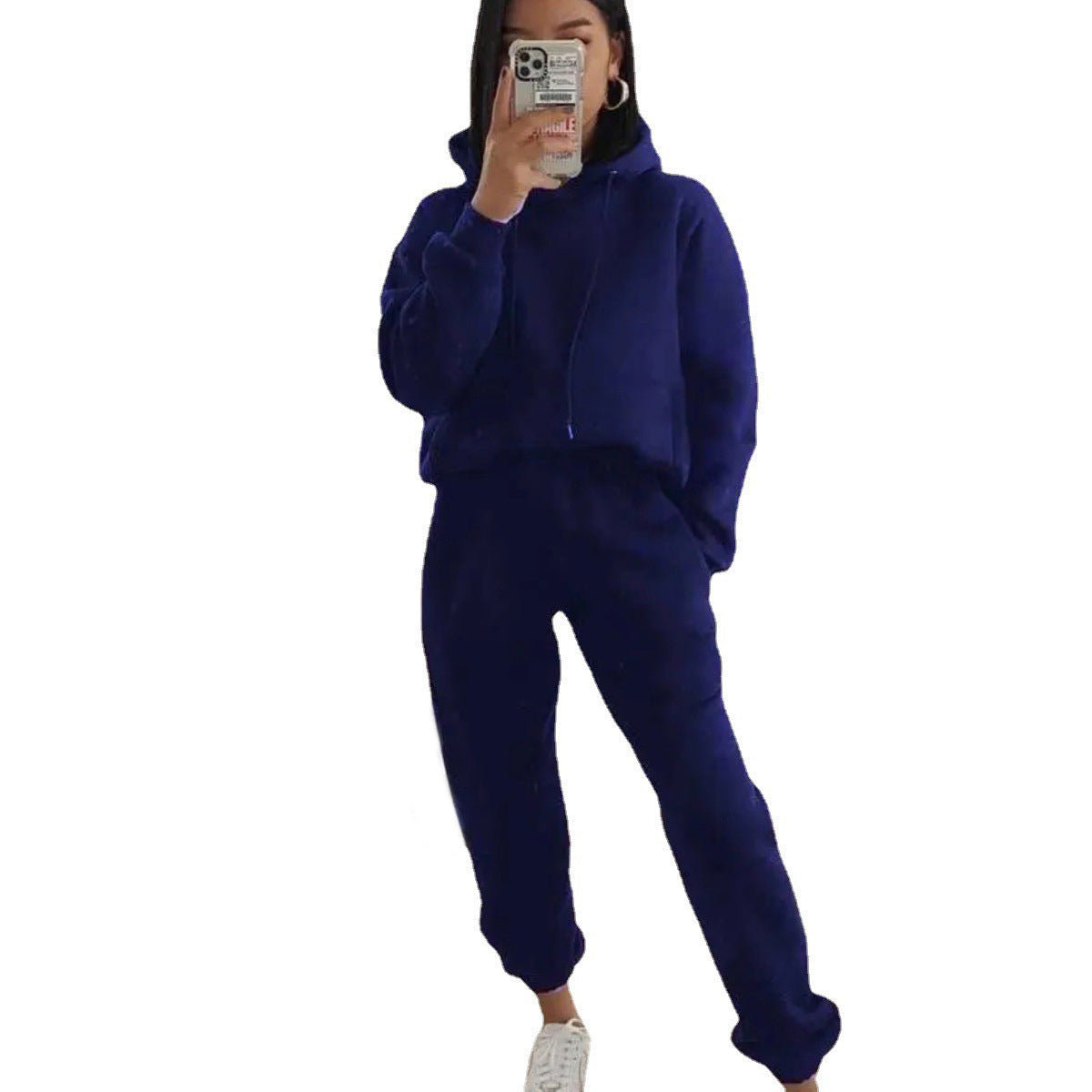 Damen Komfortabler Fleece Hoodie und Jogginghose Set WW