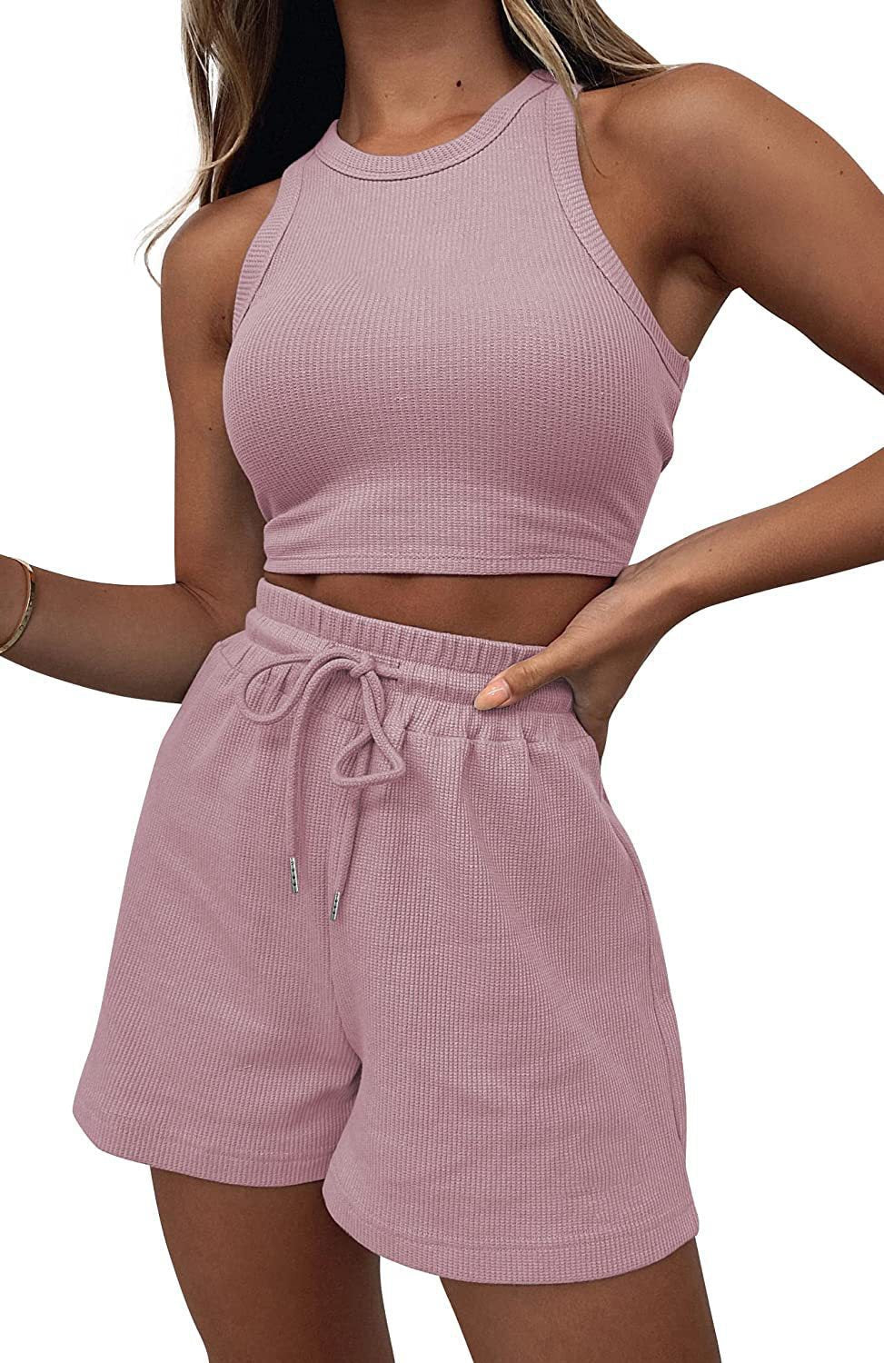 Damen Sportliches Set aus ärmellosem Oberteil und kurzen Hosen WW