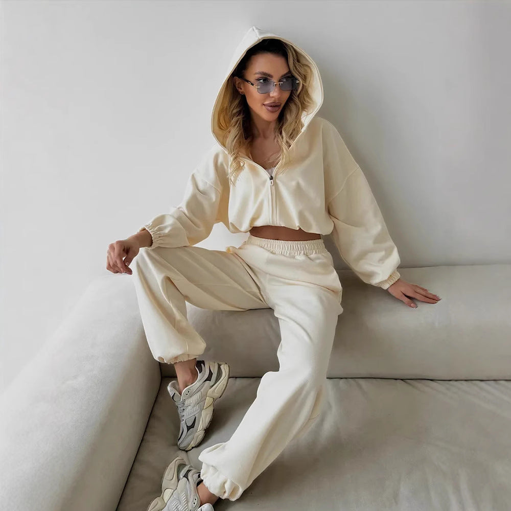 Damen lässiges Lounge-Set mit Hoodie und weiten Hosen WW