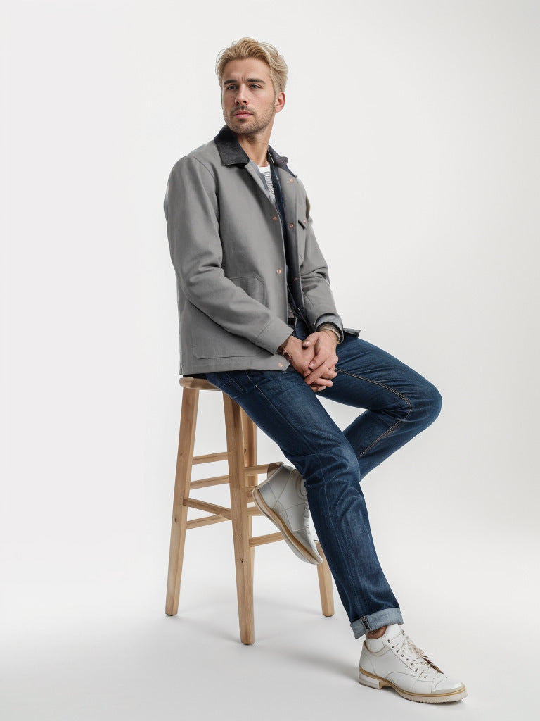 Herren lässige Jacke im Workwear-Stil mit praktischen Taschen WW