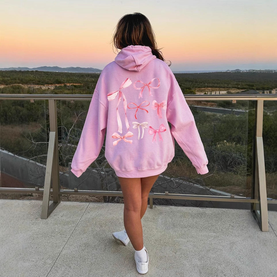 Damen Bequemer Oversized Hoodie mit verspieltem Schleifen-Design WW