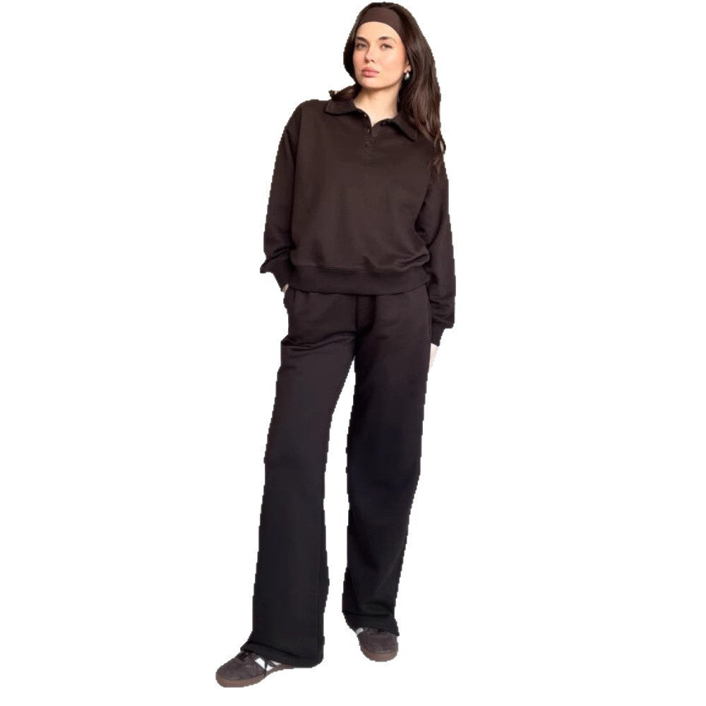 Damen lässiger Pullover mit Kragen und bequemen Sporthosen WW