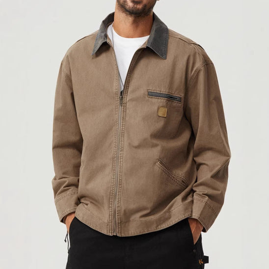 Herren lässige Baumwolljacke mit praktischen Taschen und strukturiertem Kragen WW