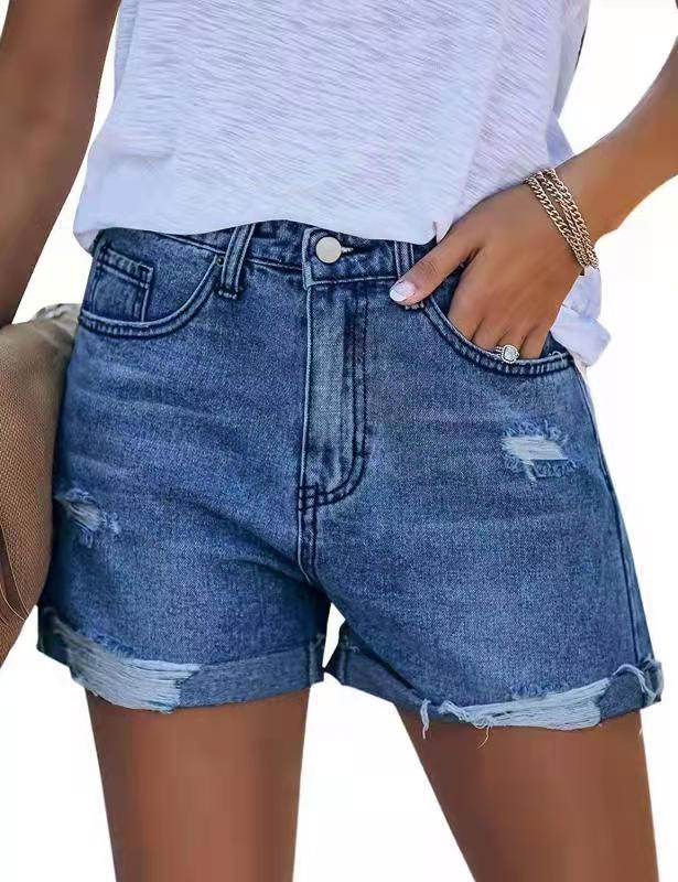 Damen modische Jeans-Shorts im lässigen Distressed-Look WW