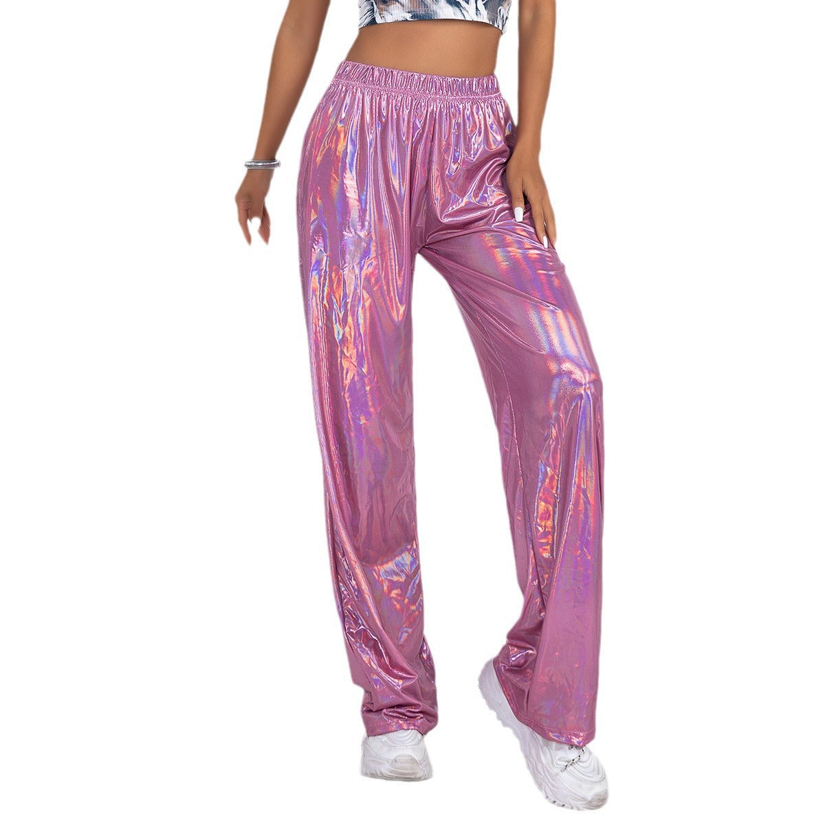 Damen Glamouröse Sporthose im glänzenden Design WW