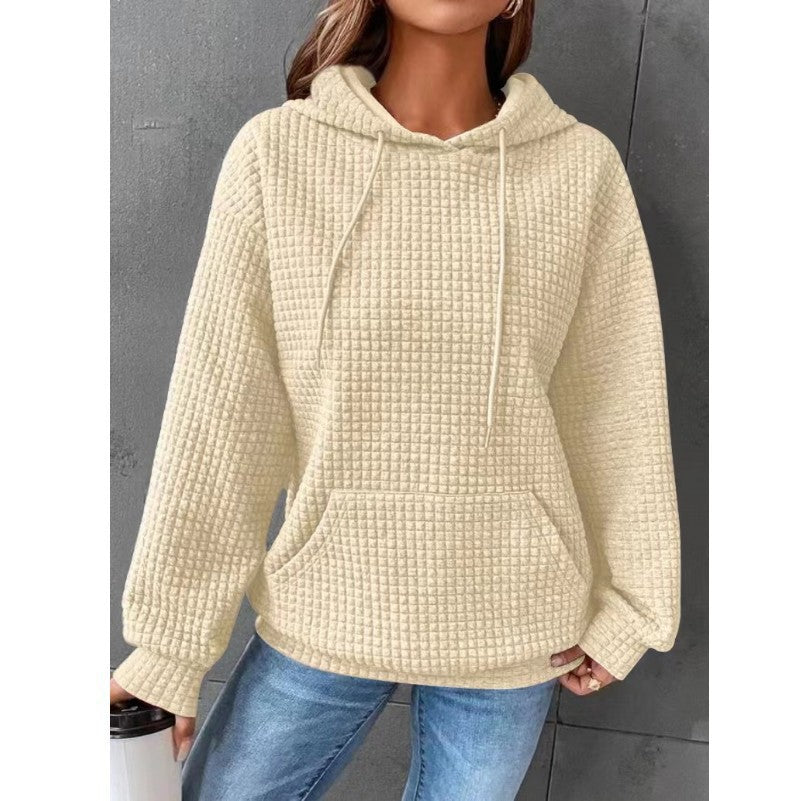 Damen Texturiertes Waffle Strick Hoodie WW