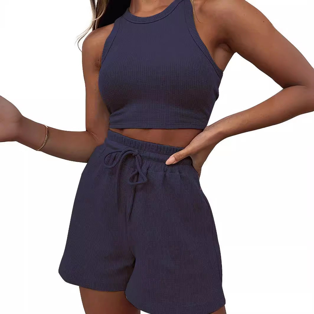 Damen Sportliches Set aus ärmellosem Oberteil und kurzen Hosen WW