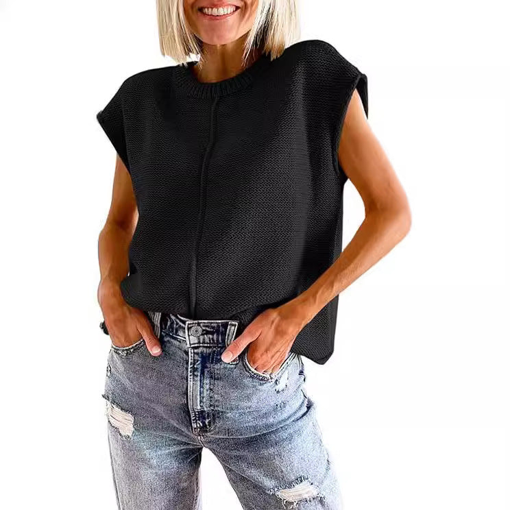 Damen lässiges Strickoberteil mit überschnittenen Schultern und strukturierter Textur WW