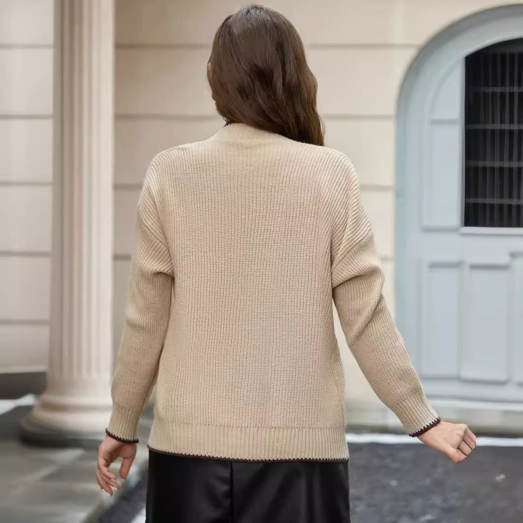 Damen Strickjacke mit modernen Taschen und kontrastierenden Details WW
