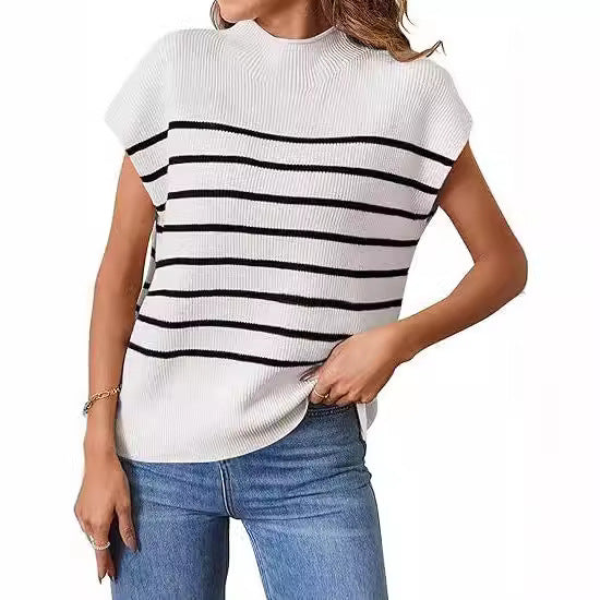 Damen lässiges gestreiftes Strickoberteil im modernen Schnitt WW
