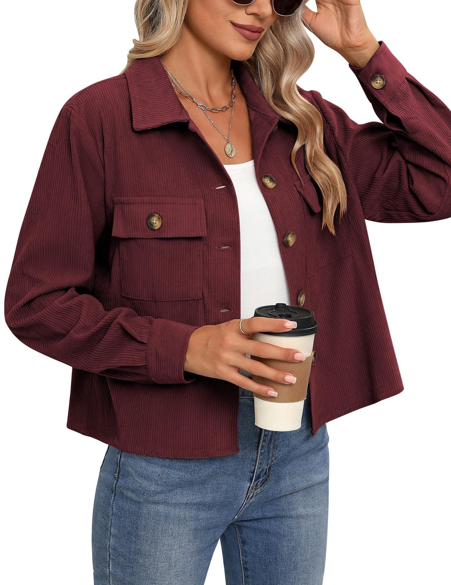 Damen Cordjacke mit praktischen Brusttaschen WW