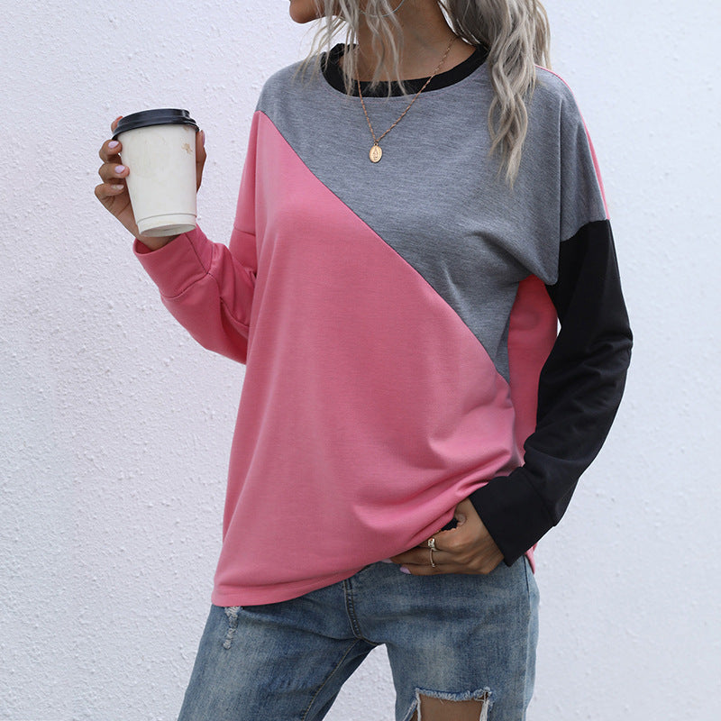 Damen Sportliches Sweatshirt mit modischem Farbblockdesign WW