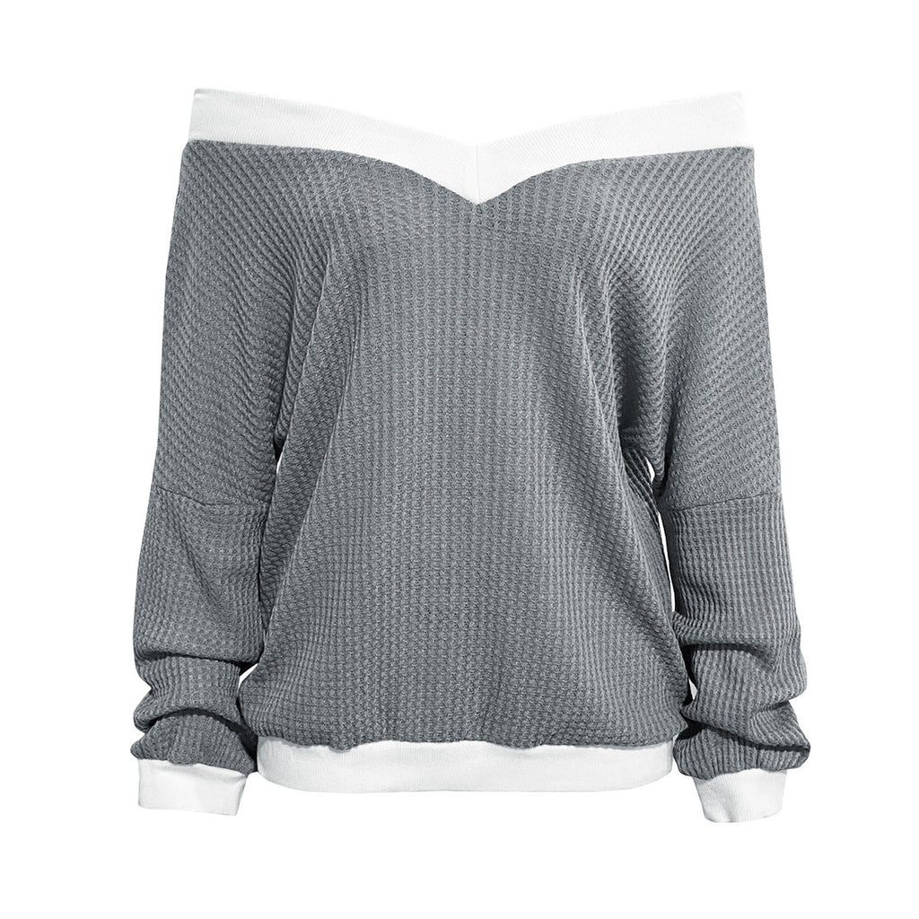 Damen Off-Shoulder Strickpullover mit Wabenstruktur WW