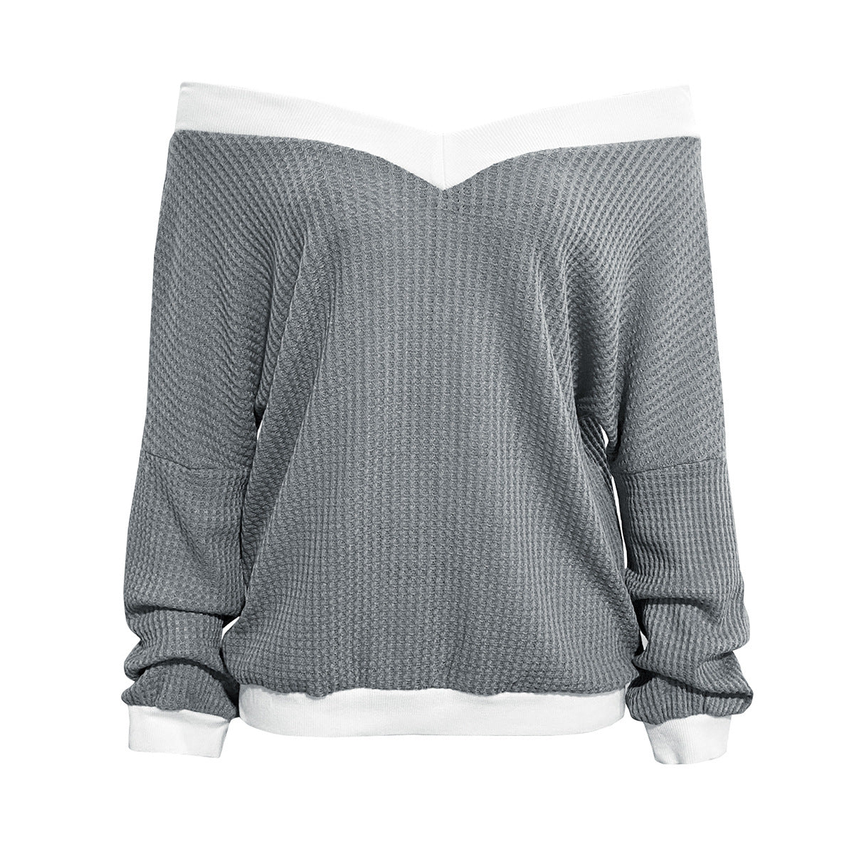 Damen Off-Shoulder Strickpullover mit Wabenstruktur WW
