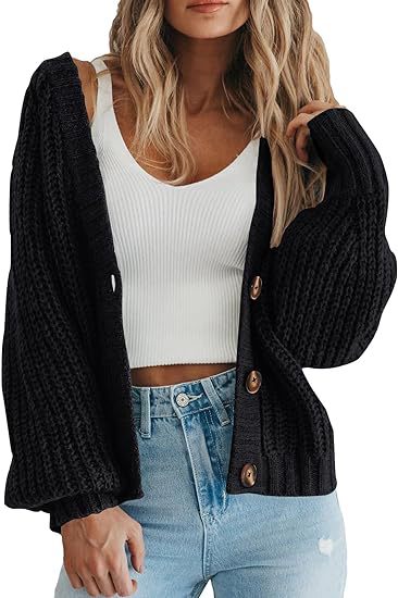 Damen Kuschelige Strickjacke mit voluminösen Ärmeln WW