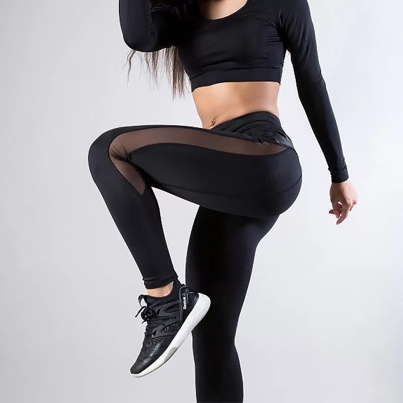 Damen Sport-Leggings mit atmungsaktivem Mesh-Einsatz WW