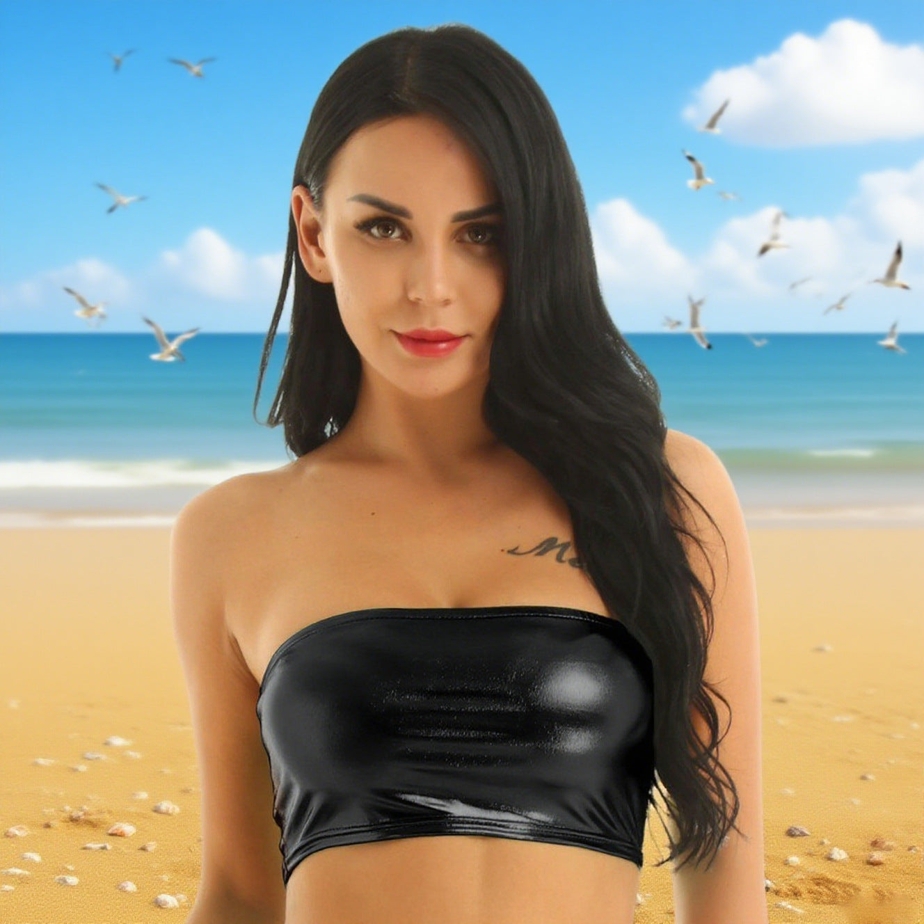 Damen Bustier im schimmernden Metallic-Design WW