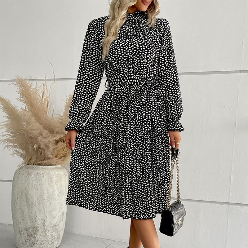 Damen Midi-Kleid mit eleganter Rüschendetails und Taillengürtel WW