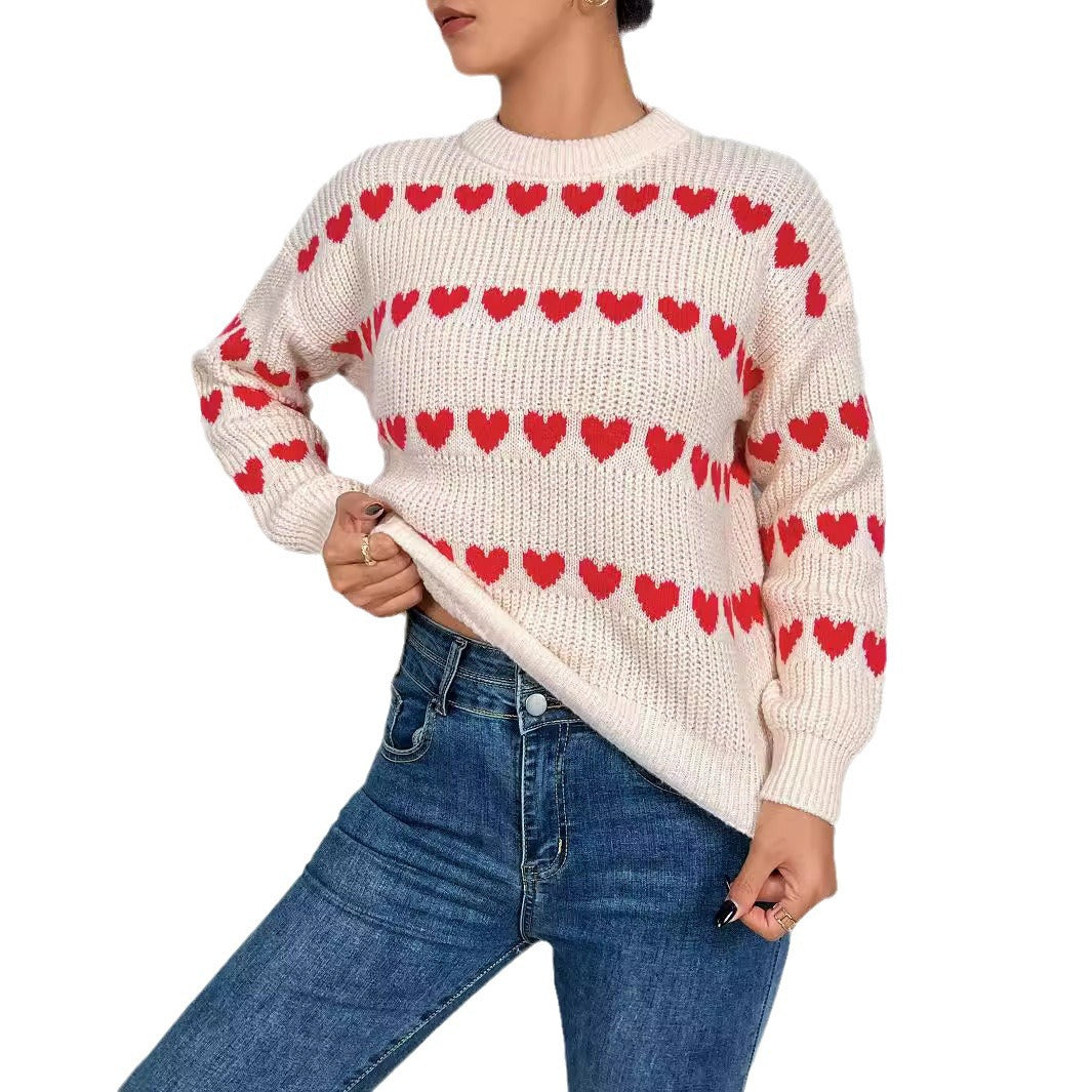 Damen Pullover mit Herzmotiv in lässiger Passform WW