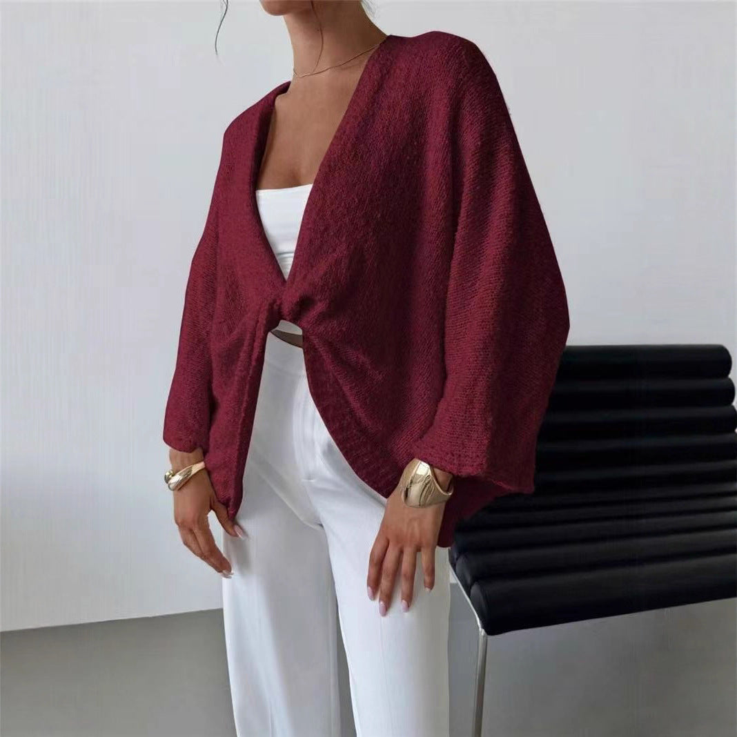 Damen luftige Strickjacke mit weitem Schnitt und eleganter Knopfleiste WW