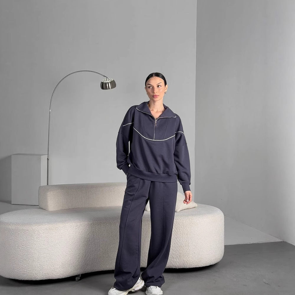 Damen sportliches Hoodie- und Jogginghose-Set mit elastischem Bund WW