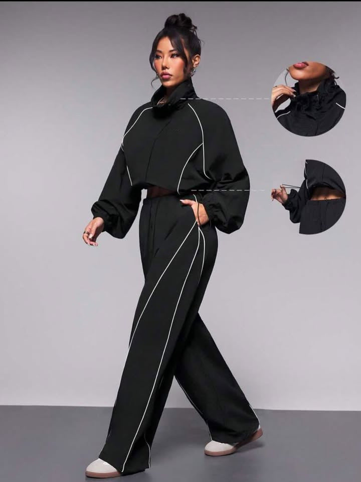 Damen sportliches Windbreaker-Oberteil mit elastischem Bund und modernem Reißverschluss WW