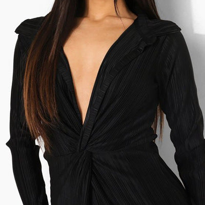 Damen Elegantes Plunge Neck Bodycon Kleid WW
