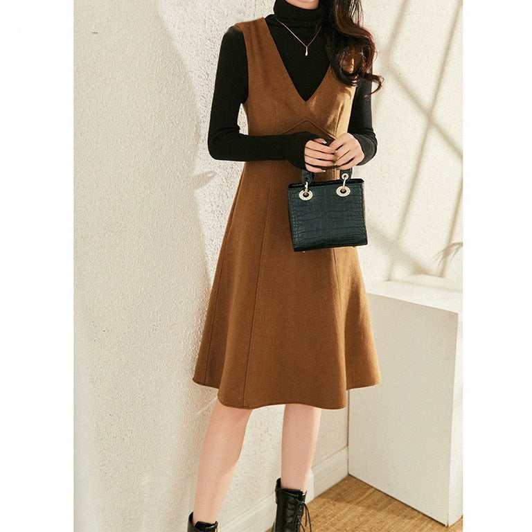 Damen A-Linien Midi Kleid mit V-Ausschnitt Design WW