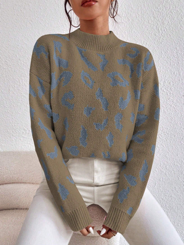Damen modischer Pullover mit auffälligem Tiermuster und bequemer Passform WW