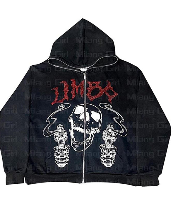 Damen Kapuzenpullover mit auffälligem Totenkopf-Design WW
